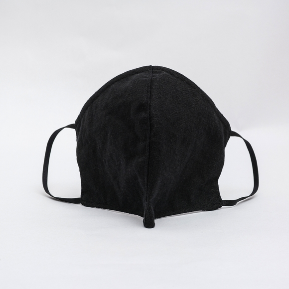 Black Linen Face Mask - Picture 1 of 4